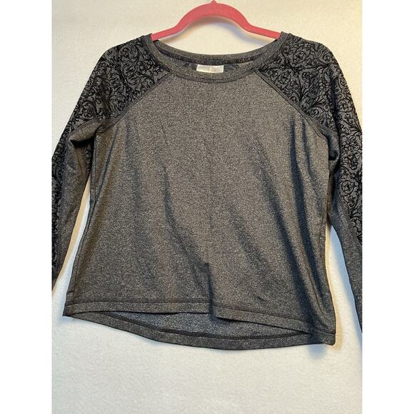 Calia Black Velvet Accent Pullover YOGA Workout Top Limited Edition Size XS Gray - Picture 2 of 12